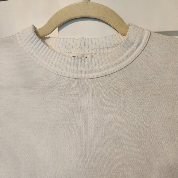 Rag & Bone White Top sz S Shirt Short Sleeve Round Neck Sweater Shirt Knit - Picture 2 of 7